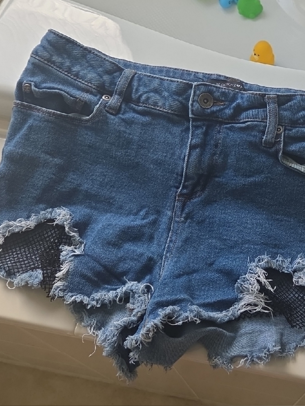 Blackheart Dark Blue Distressed Denim Cutoff Shorts